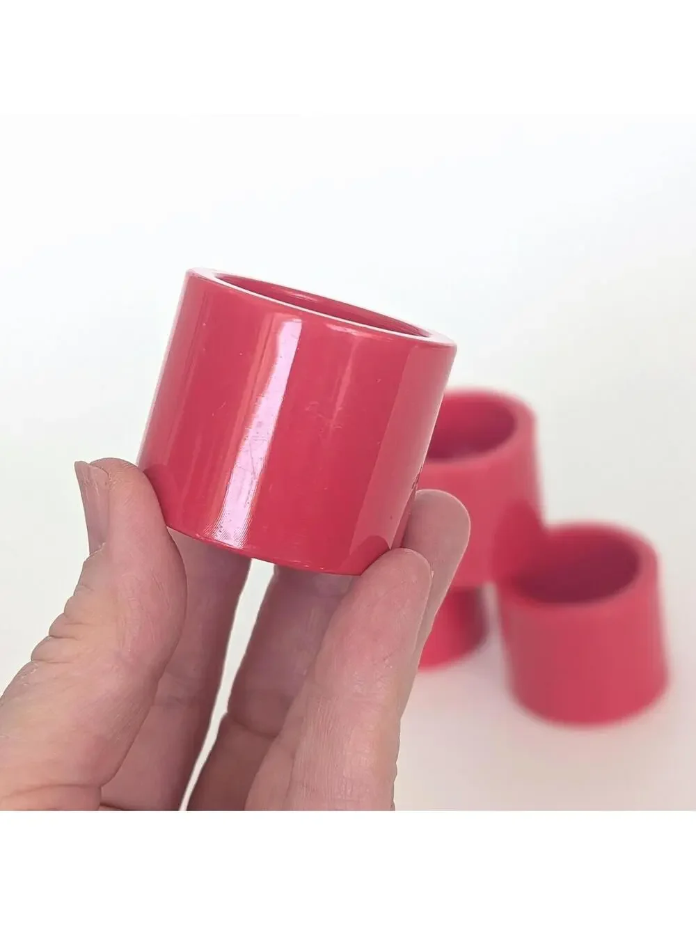 1980s Vintage Cherry Red Acrylic Napkin Rings - Set of 4